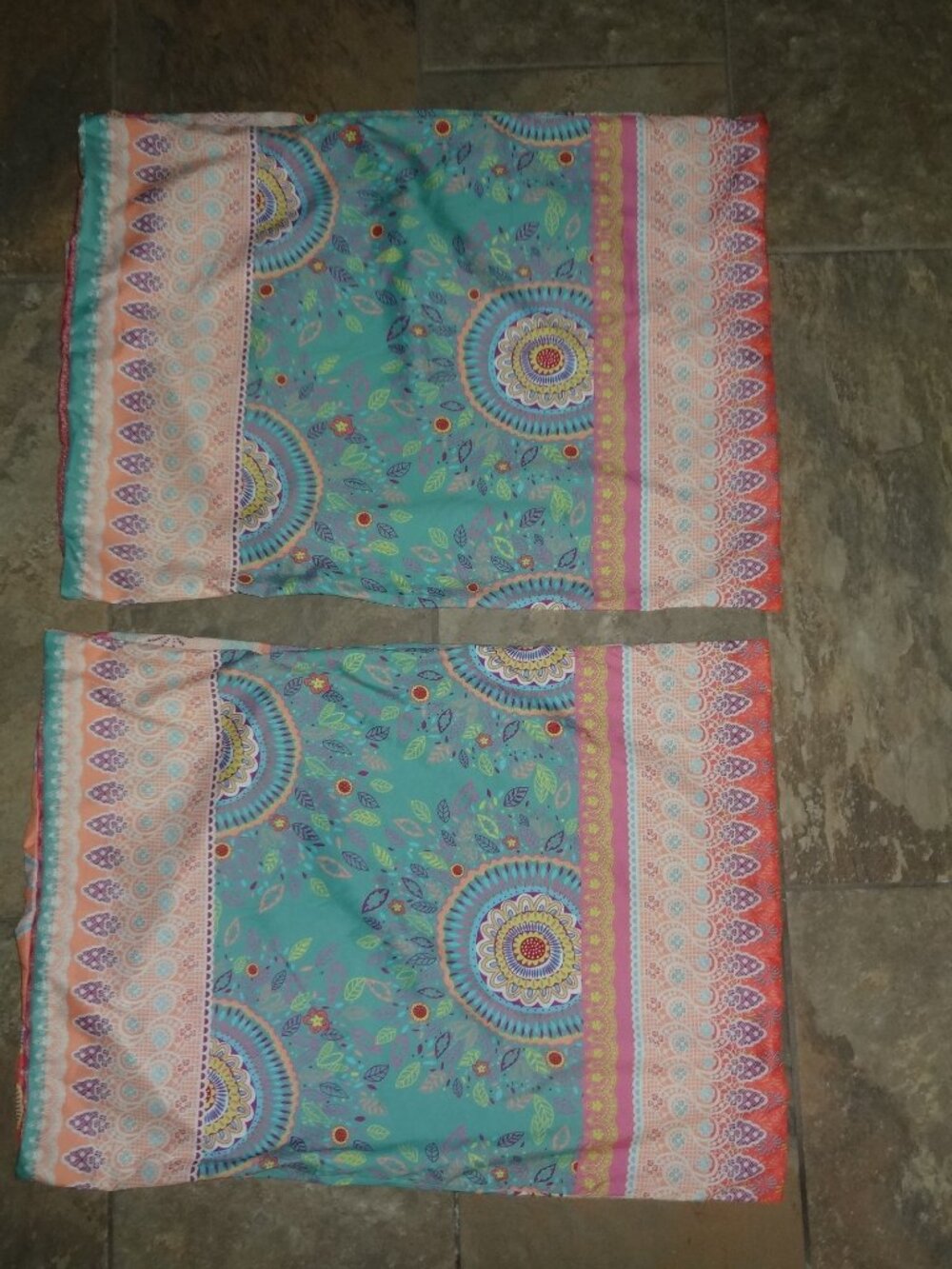 2-Wake In Cloud Bohemian standard pillowcase/sham Turqoise Coral Boho Chic